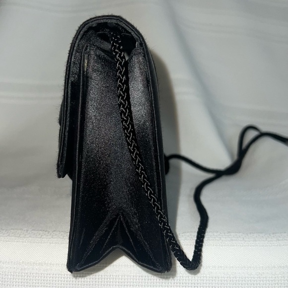 Evening‎ Bag Black Satin Handmade Crossbody OR Clutch Carla Marchi Handmade EUC - Picture 6 of 11